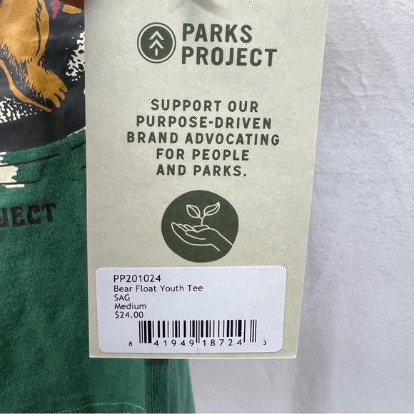 Parks Project Bear Float Youth Tee in Green medium - Picture 2 of 4